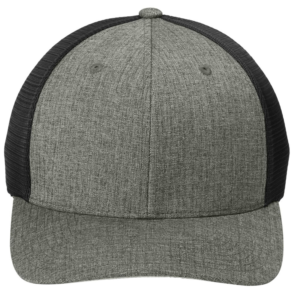 Port Authority Heather Graphite/BlackFlexfit 110 Mesh Cap