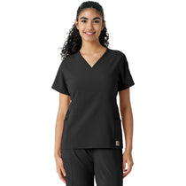 Carhartt Women's Black Knit Panel Scrub Top