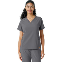 Carhartt Women's Pewter Knit Panel Scrub Top