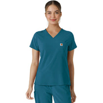 Carhartt Women's Caribbean Blue One-Pocket Tuck-In Scrub Top