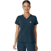 Carhartt Women's Navy Blue One-Pocket Tuck-In Scrub Top