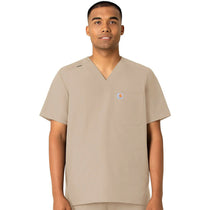 Carhartt Men's Khaki Four-Pocket Modern Fit V-Neck Top