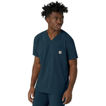 Carhartt Men's Navy Three-Pocket V-Neck Scrub Top