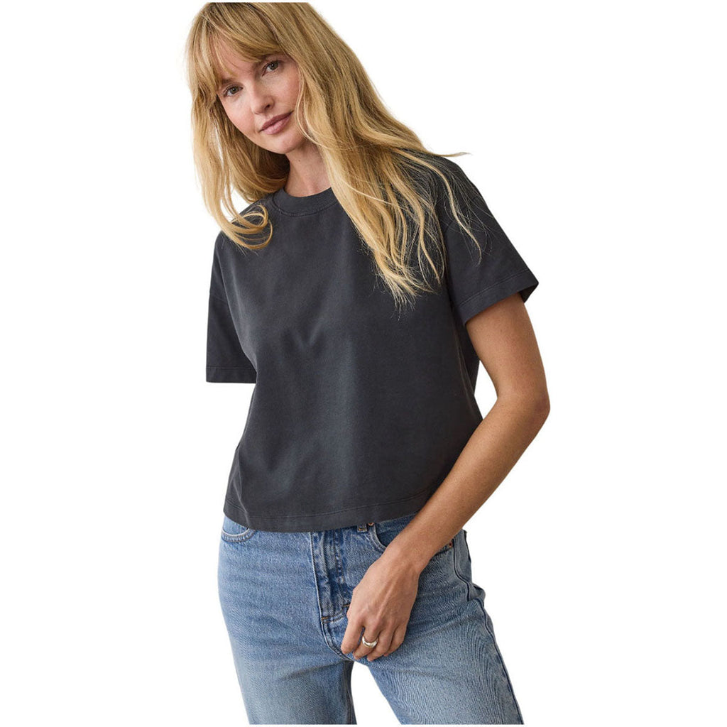 Marine Layer Women's Black Luxe Sueded Tee