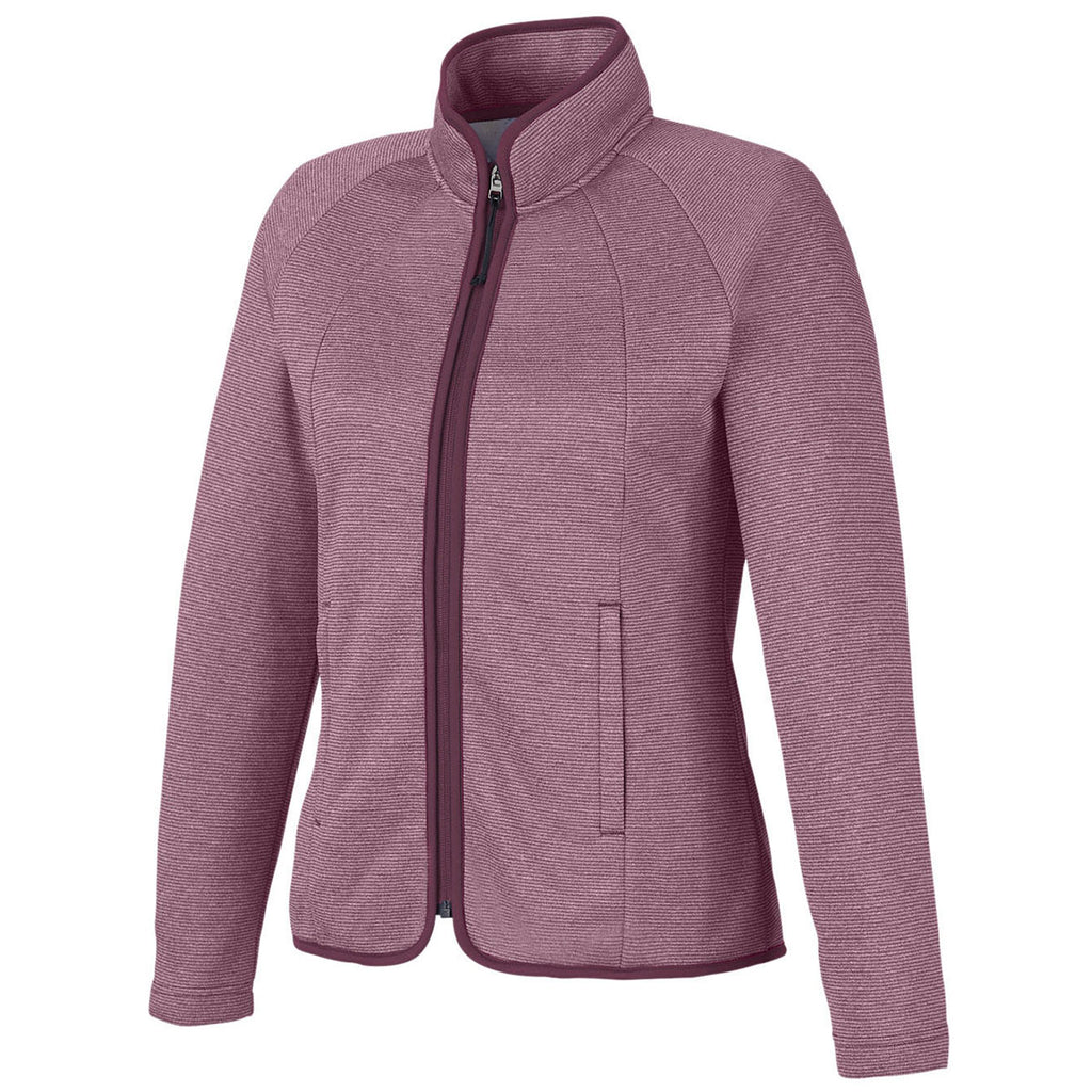 Core 365 Women's Burgundy/White Venture Heathered Stripe Full-Zip