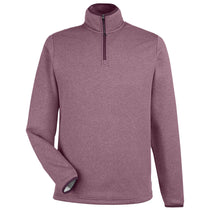 Core 365 Men's Burgundy/White Venture Heathered Stripe Quarter-Zip