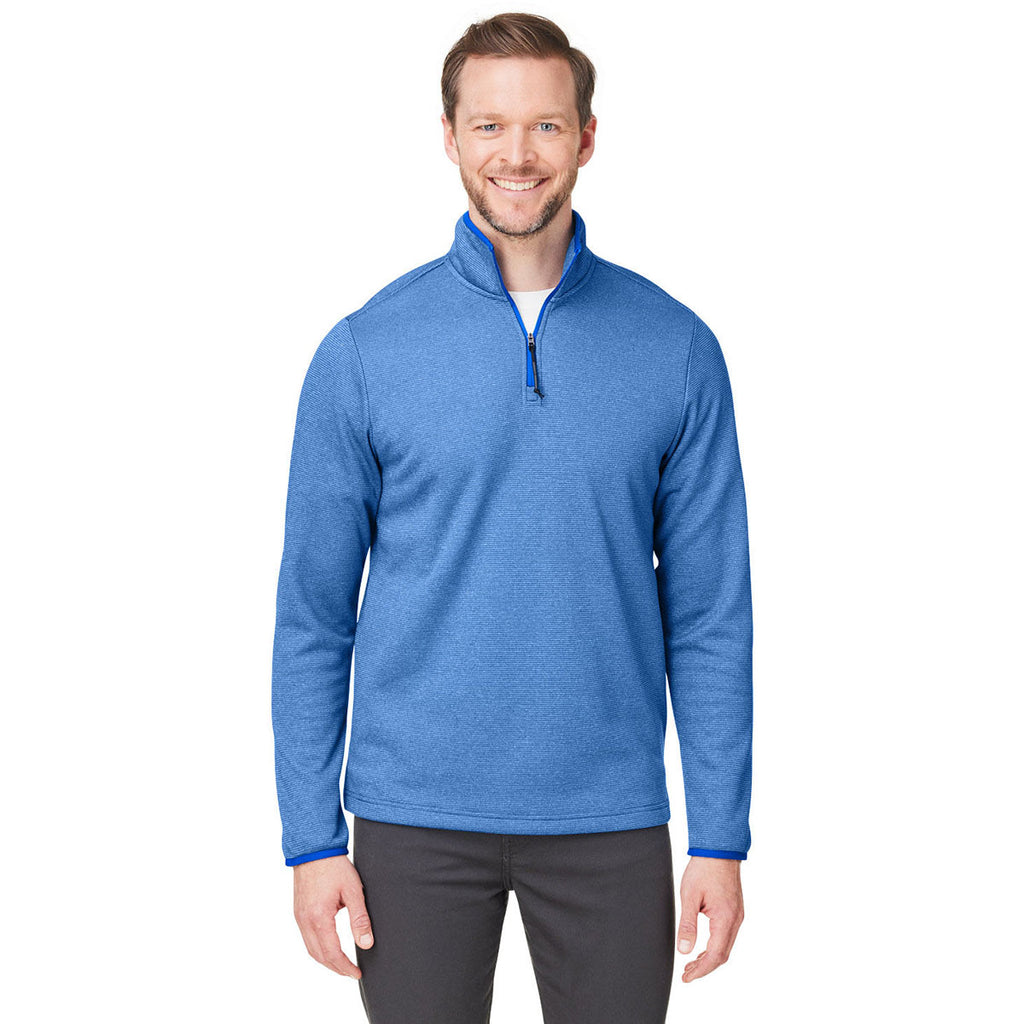 Core 365 Men's True Royal/White Venture Heathered Stripe Quarter-Zip