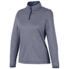 Core 365 Women's Classic Navy/White Venture Heathered Stripe Quarter-Zip