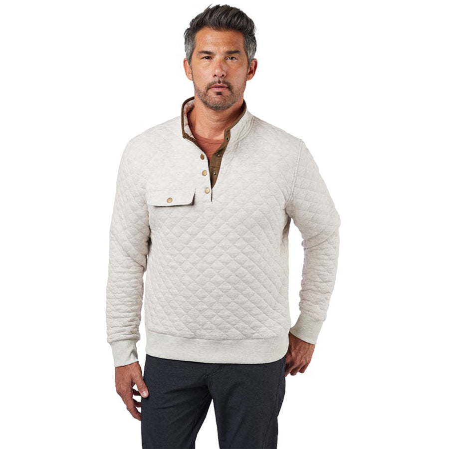 Landway Men's Oatmeal Riverton Quilted Fleece Pullover