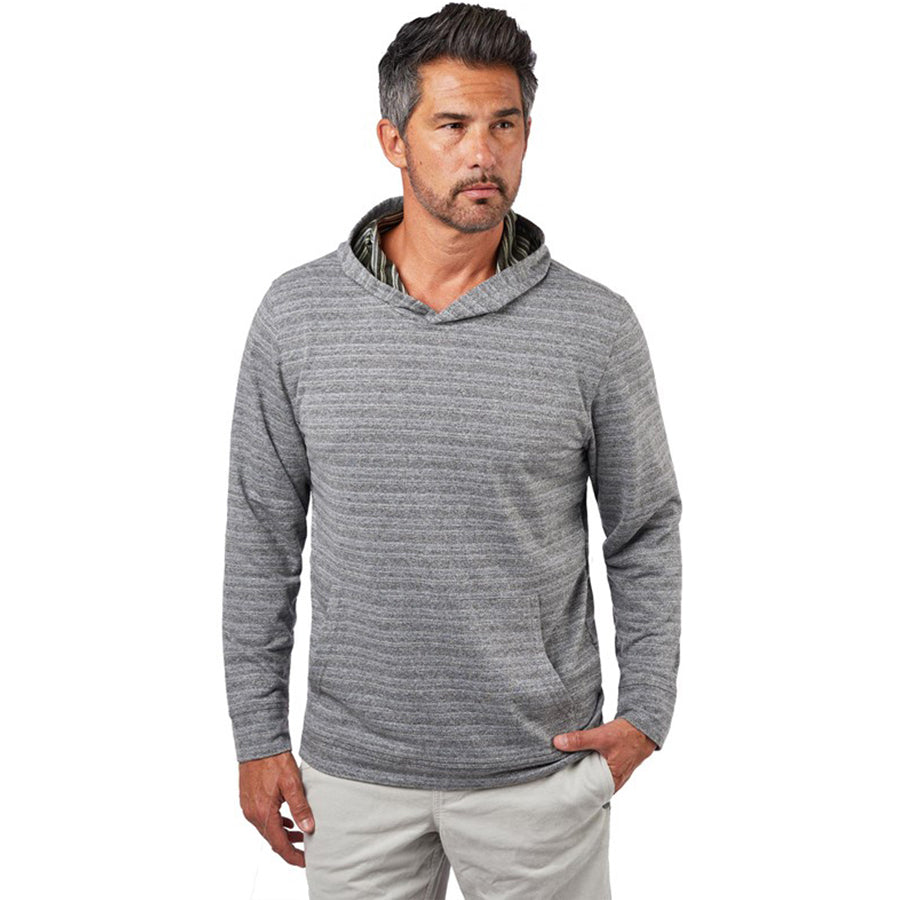 Landway Men's Heather Grey Montauk Reversed Stripe Hoodie