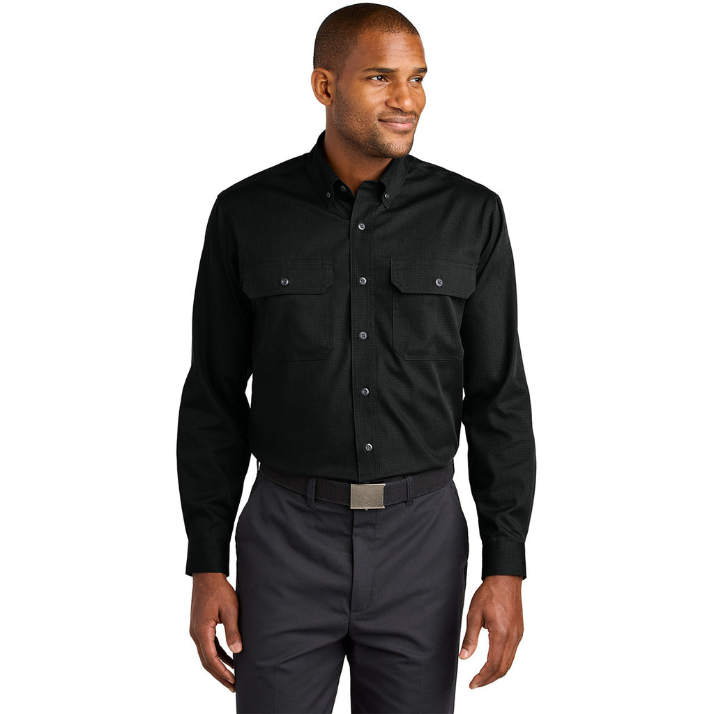 CornerStone Men's Black Long Sleeve Select Ripstop Shirt