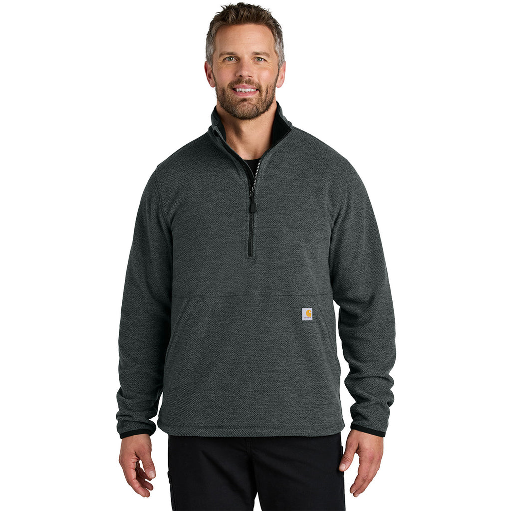 Carhartt Men's Carbon Heather Textured 1/2-Zip Fleece Jacket