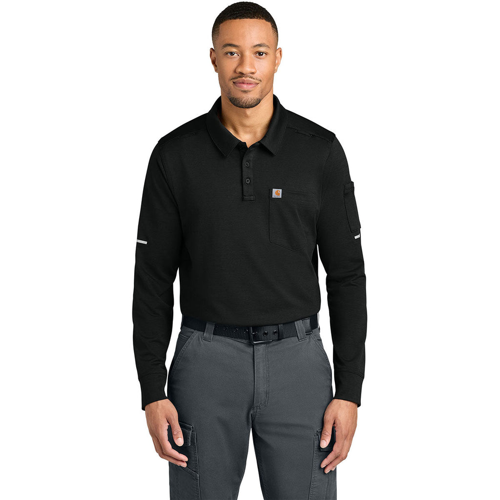 Carhartt Men's Black FLD & RSCU Long Sleeve Polo