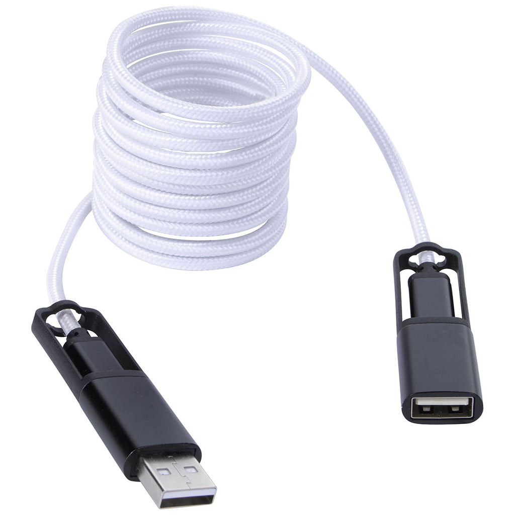 Koozie Group White All-Over Braided Long Cable Extender