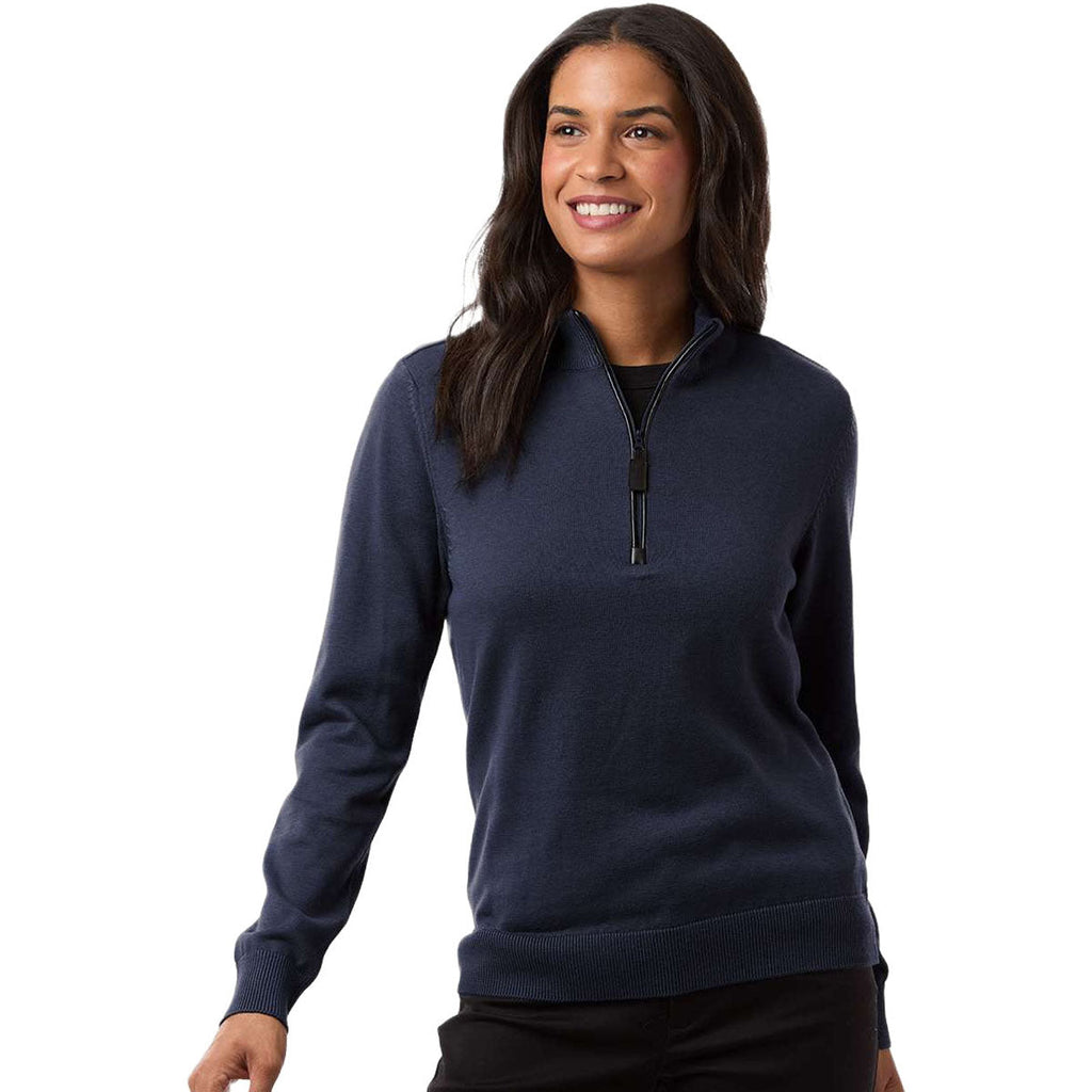 Devon & Jones Women's Navy New Classics Quarter-Zip Sweater