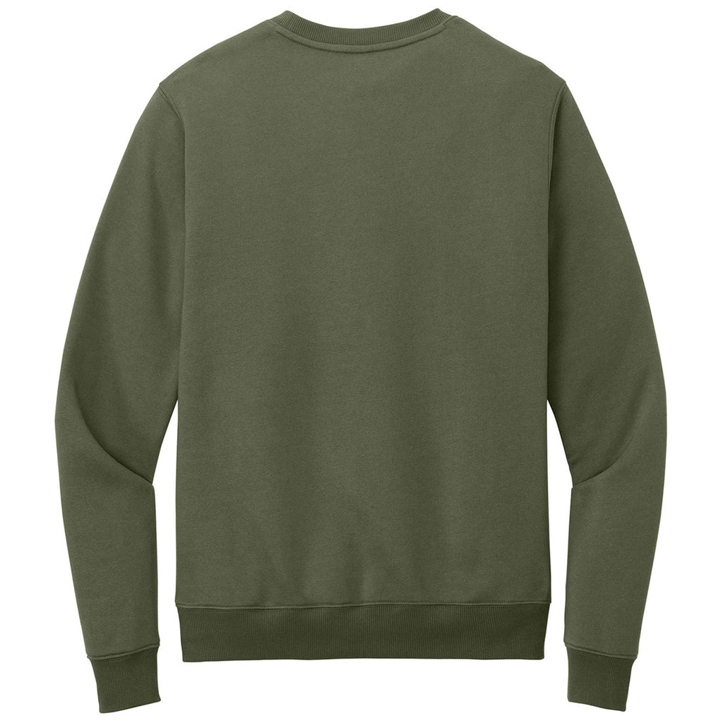 District Men's Military Green Perfect Weight Fleece Crew