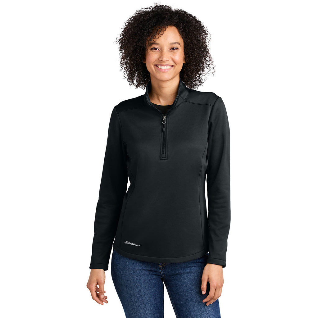 Eddie Bauer Women's Black Smooth Mid Layer Fleece 1/2-Zip