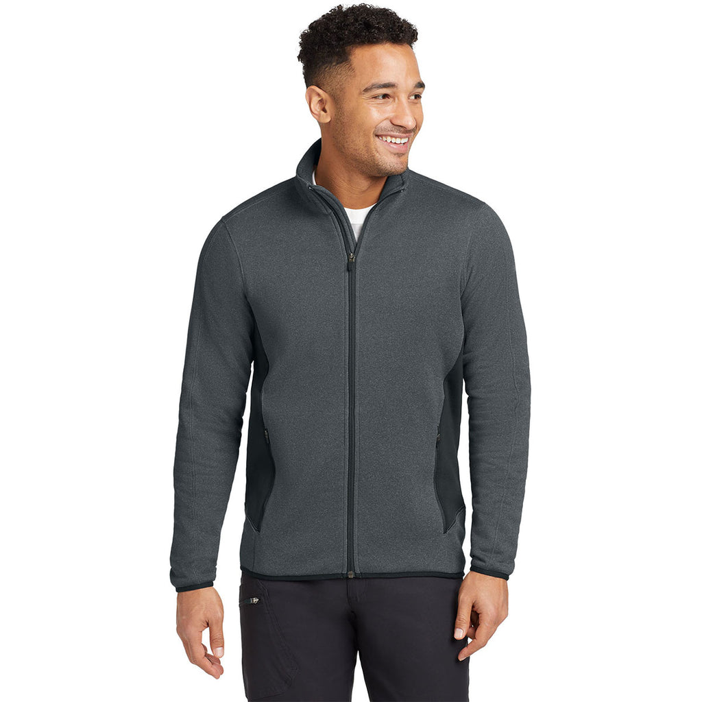 Eddie Bauer Men's Dark Charcoal Heather Full-Zip Heather Stretch Fleece Jacket