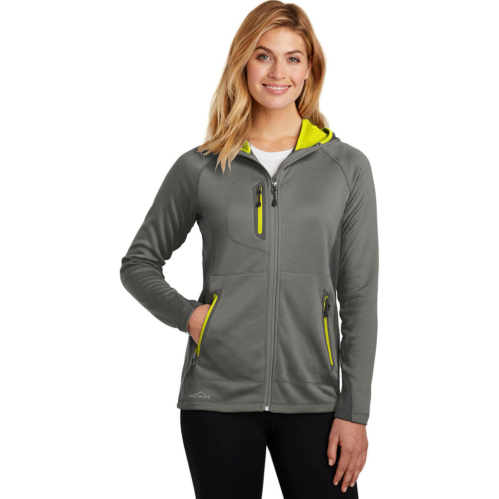Eddie Bauer Women's Metal Grey/Grey Steel/Citron Sport Hooded Full-Zip Fleece Jacket