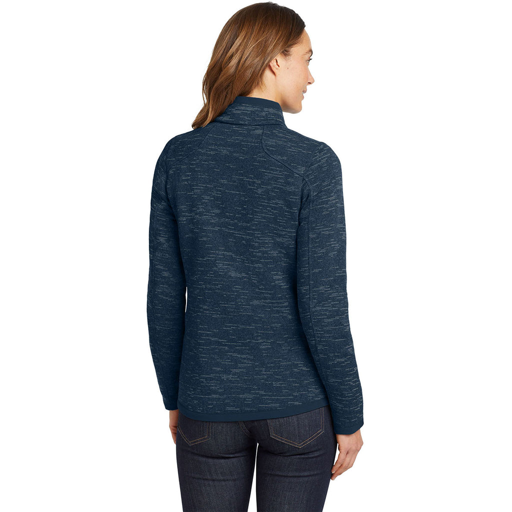 Eddie Bauer Women's River Blue Heather Sweater Fleece Full Zip