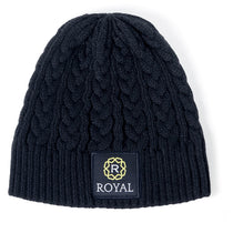 Pop Promos Solid Black Solid Cable Knit Beanie