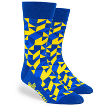 Pop Promos Blue & Yellow Kaleidoscope Dress Socks