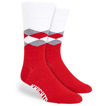 Pop Promos Red & Grey Diamond Dress Socks