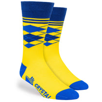 Pop Promos Blue & Yellow Half Argyle Dress Socks