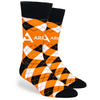 Pop Promos Orange & Black Full Argyle Dress Socks