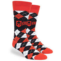 Pop Promos Red & Black Full Argyle Dress Socks