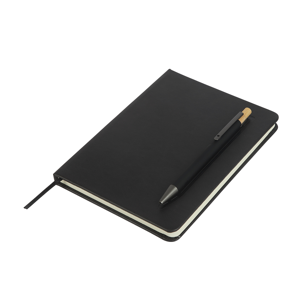 Logomark Black Manhattan II Gift Set w/Magnetic Journal & Recycled Pen