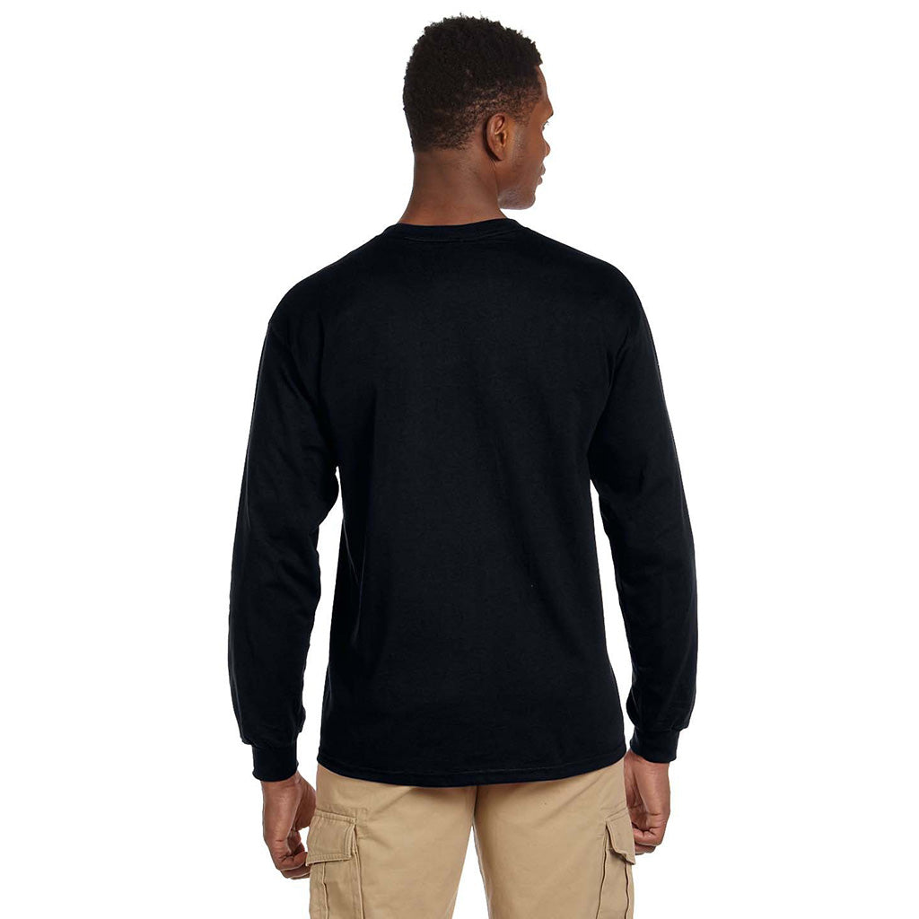 Gildan Men's Black Ultra Cotton 6 oz. Long-Sleeve Pocket T-Shirt