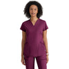 Grey's Anatomy Women's Wine Two Pocket V-Neck Define Top