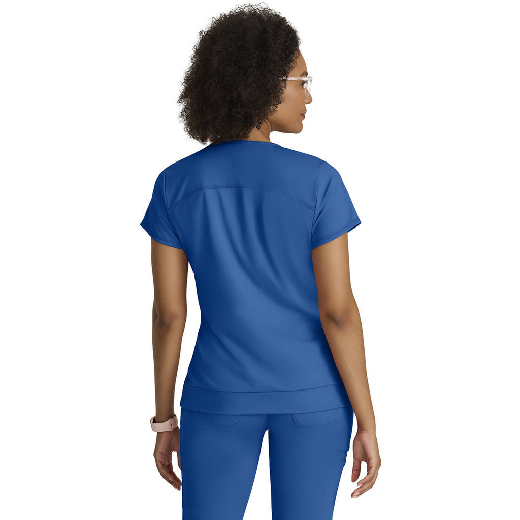 Grey's Anatomy Women's New Royal Two Pocket V-Neck Motivate Top