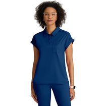 Grey's Anatomy Women's Indigo (Navy) One Pocket Polo Neck Renew Top