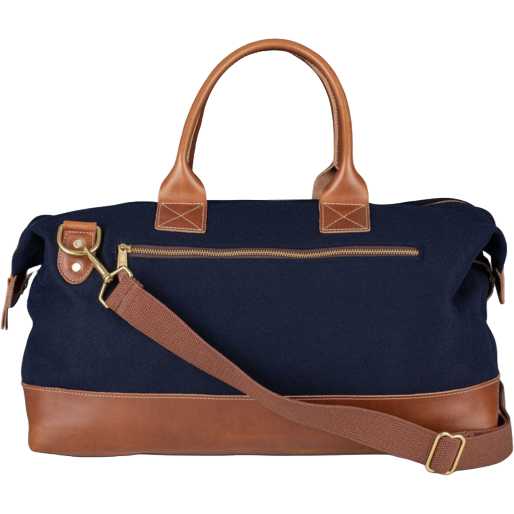 Heritage Gear Navy/Tan Wool Weekender Duffle Bag