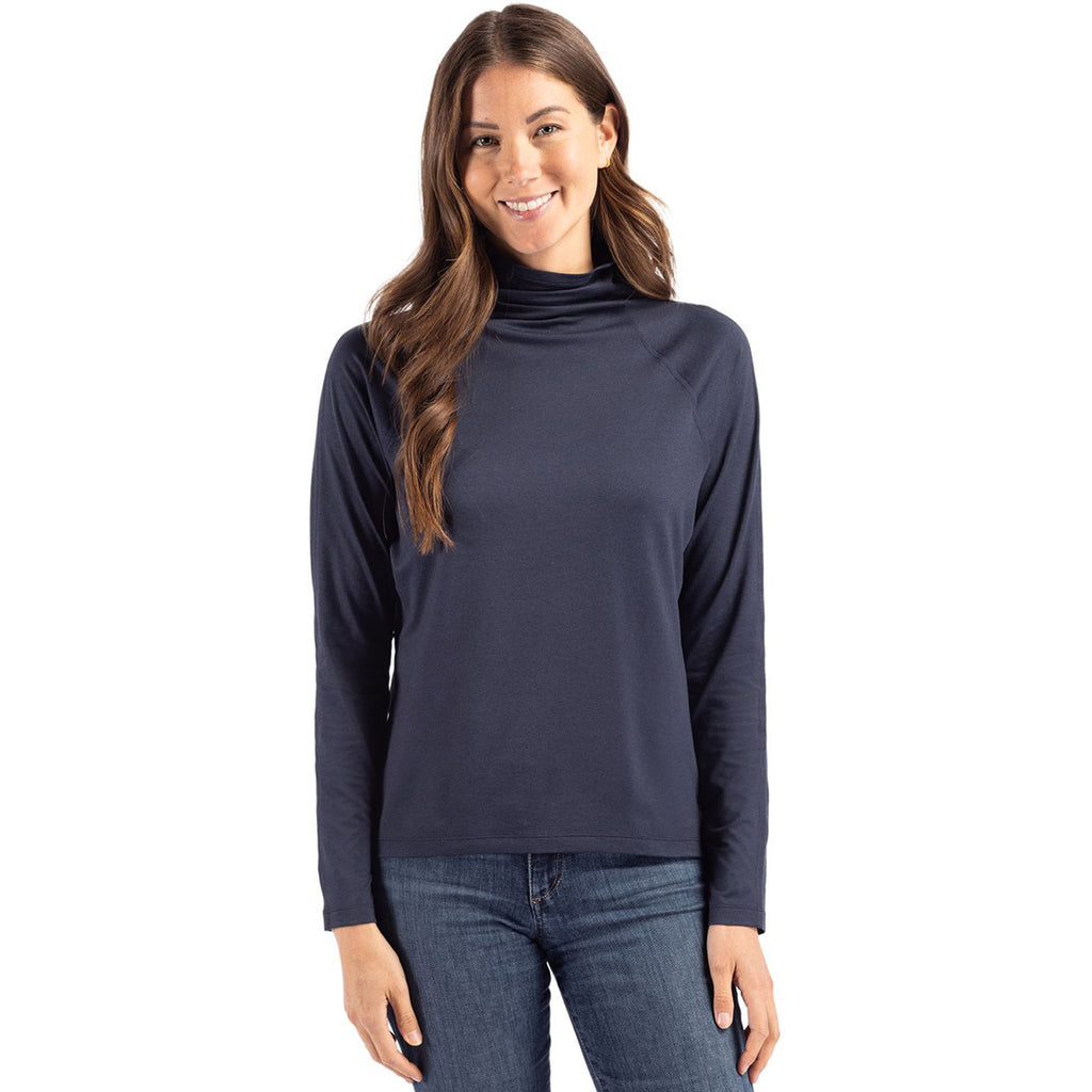 Cutter & Buck Women's Navy Blue Coastline Epic Comfort Eco Recycled Funnel Neck