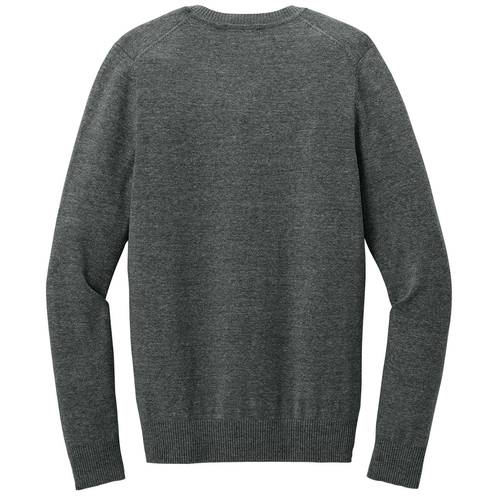 Port Authority Women's Charcoal Heather Easy Care V-Neck Sweater