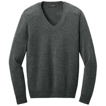 Port Authority Women's Charcoal Heather Easy Care V-Neck Sweater