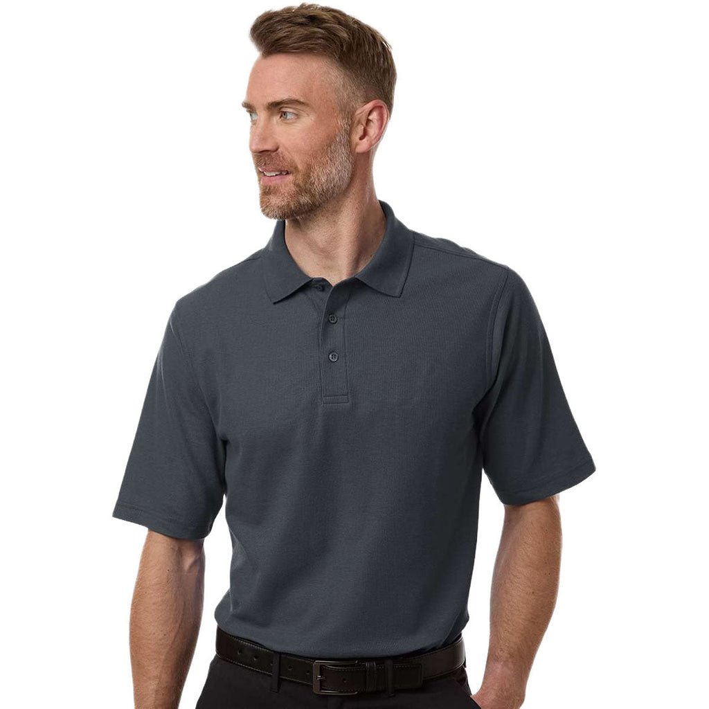 Harriton Men's Dark Charcoal Maverick CVC Pique Polo