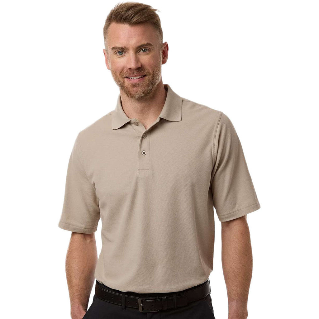 Harriton Men's Khaki Maverick CVC Pique Polo