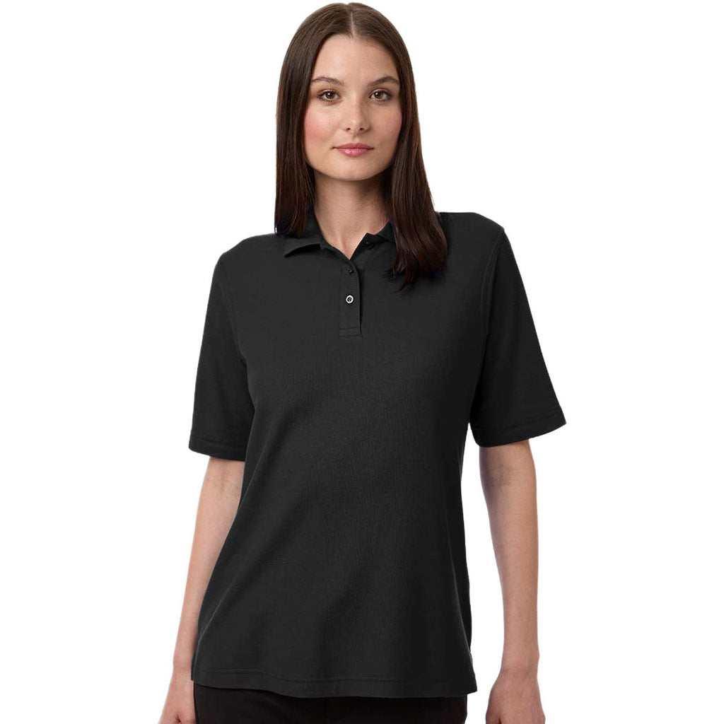 Harriton Women's Black Maverick CVC Pique Polo