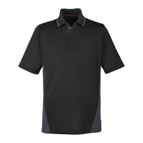 Harriton Men's Black/ Dark Charcoal Flash Snag Protection Plus Colorblock Polo