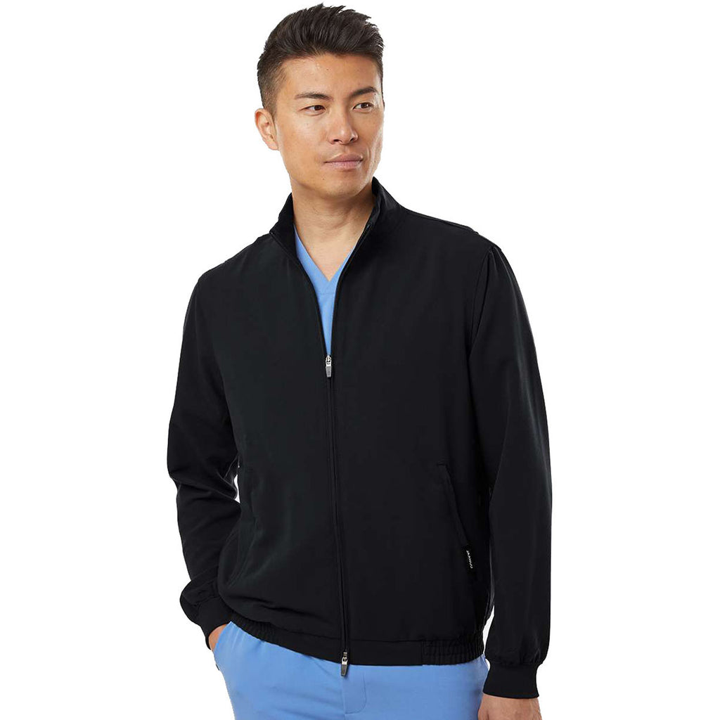 Jaanuu Men's Black Wolfe Everyday Full-Zip 6-Pocket Scrub Jacket