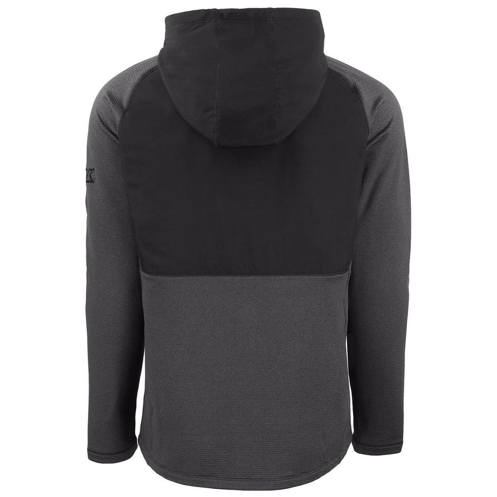 Cutter & Buck Men's Black Heather Peshastin Fleece Recycled Hybrid Jacket