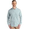 Cutter & Buck Men's Hunter/White Skyline Epic Confidence Recycled Pinstripe Long Sleeve Dress Shirt