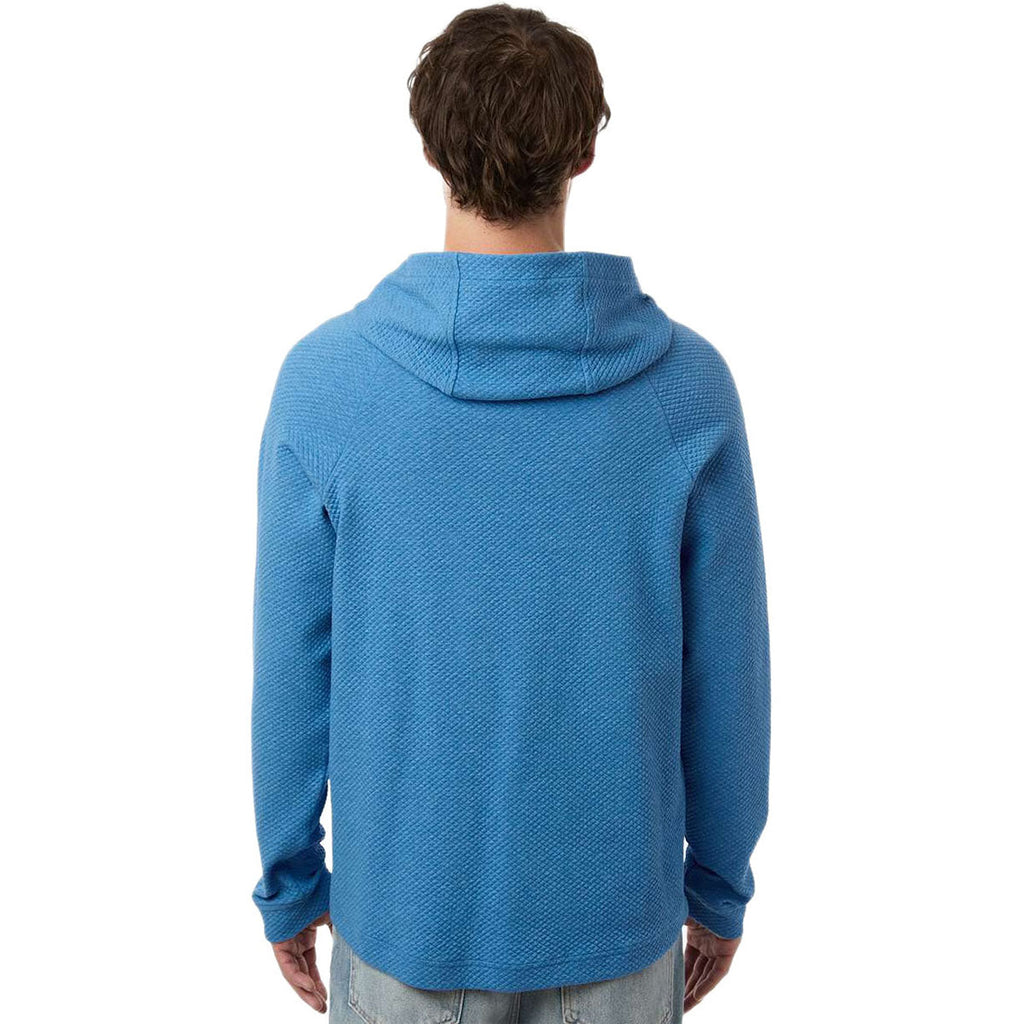 North End Men's Light Nautical Blue Heather Spirit Textured Hooded Pullover