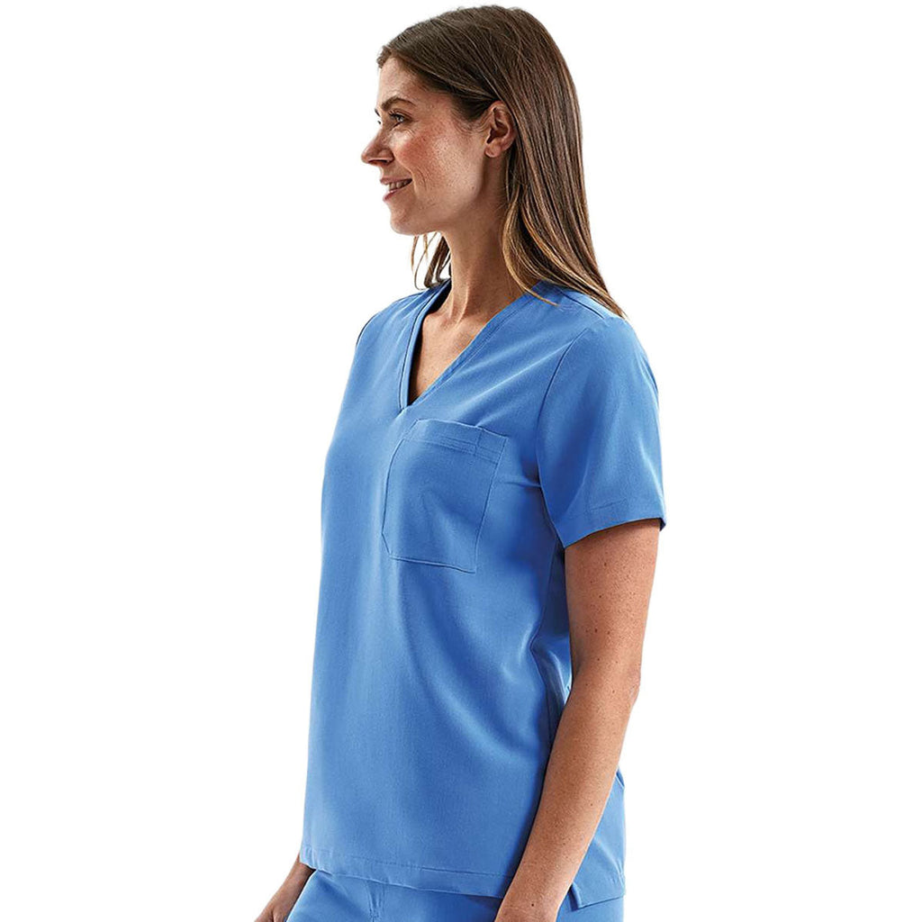 Onna Women's Ceil Blue Limitless V-Neck Stretch Scrub Top