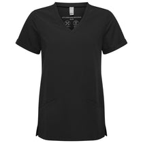 Onna Women's Black Invisible V-Neck Stretch Scrub Top