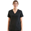 Onna Women's Black Invisible V-Neck Stretch Scrub Top